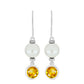 Brincos de Prata com Citrino de Ural e Pérola Branca de Água Doce