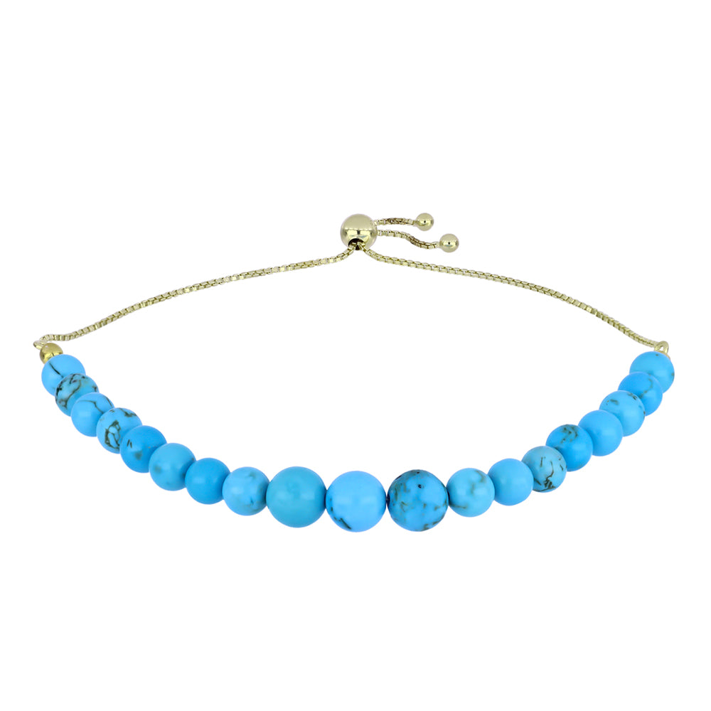 Pulseira de Prata com Banho de Ouro com Turquesa Bela Adormecida