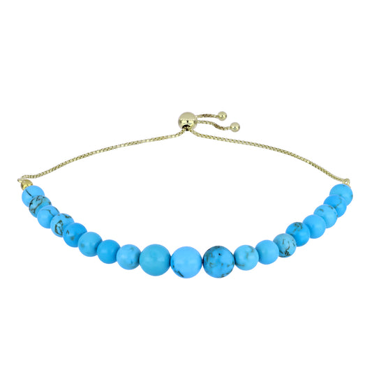 Pulseira de Prata com Banho de Ouro com Turquesa Bela Adormecida