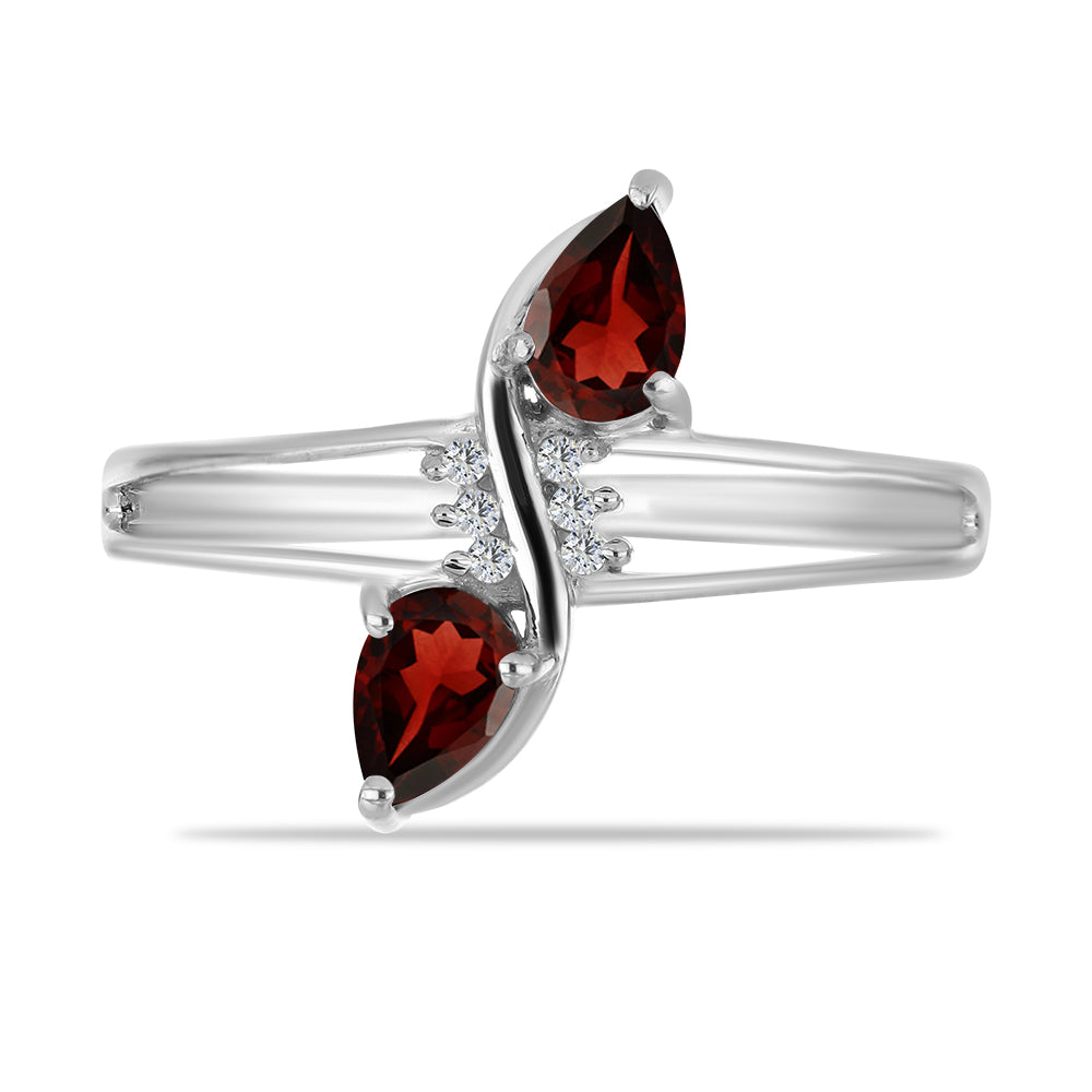 Anel de Prata com Granada de Barton e Topázio Branco 1 