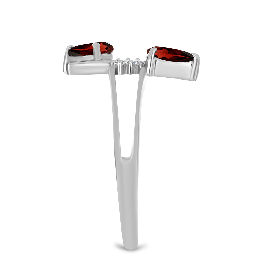 Anel de Prata com Granada de Barton e Topázio Branco 4 