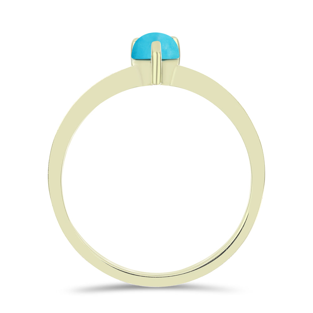 Anel de Prata com Banho de Ouro com Turquesa Bela Adormecida 2 