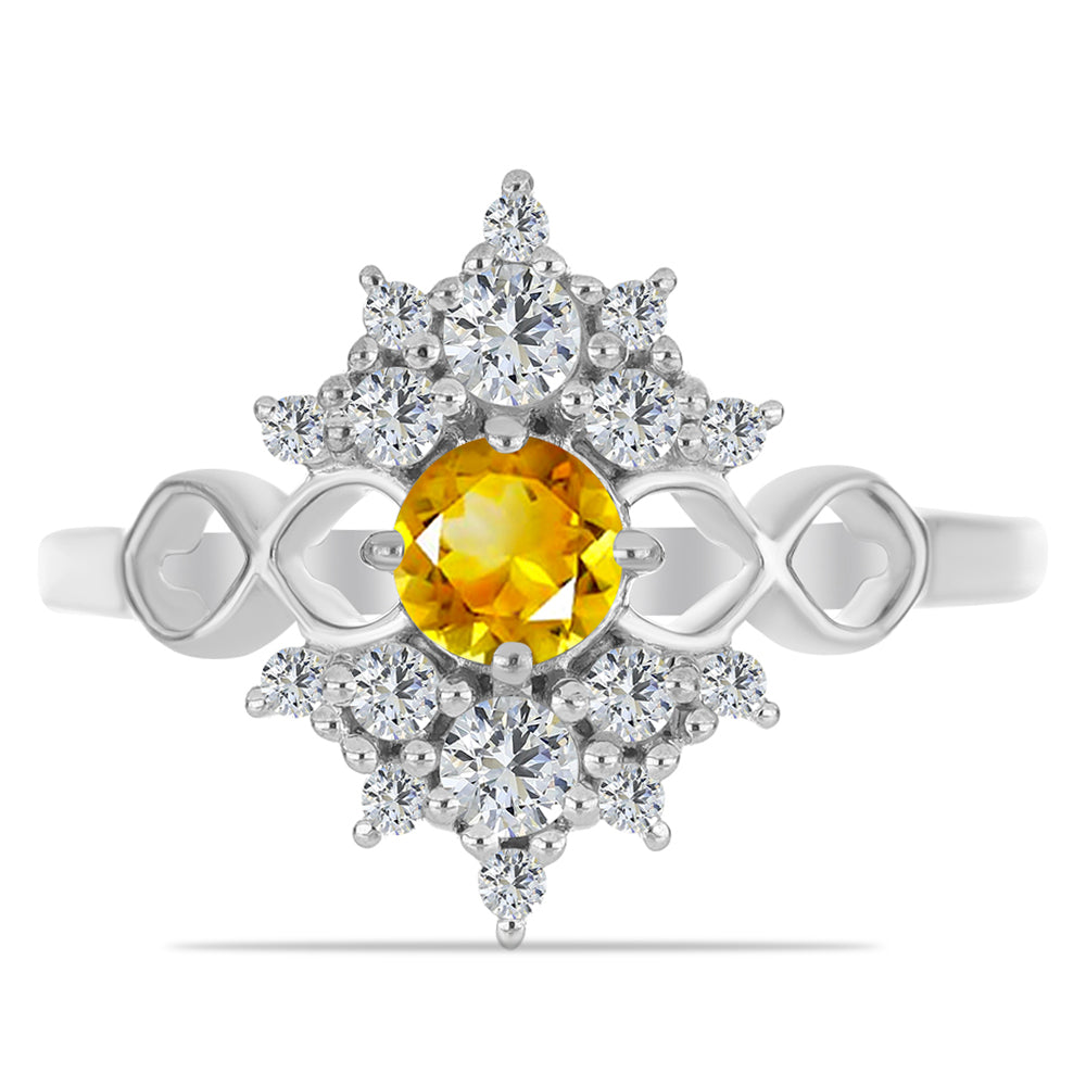 Anel de Prata com Citrino de Ural e Topázio Branco 1 