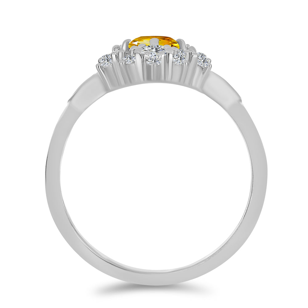 Anel de Prata com Citrino de Ural e Topázio Branco