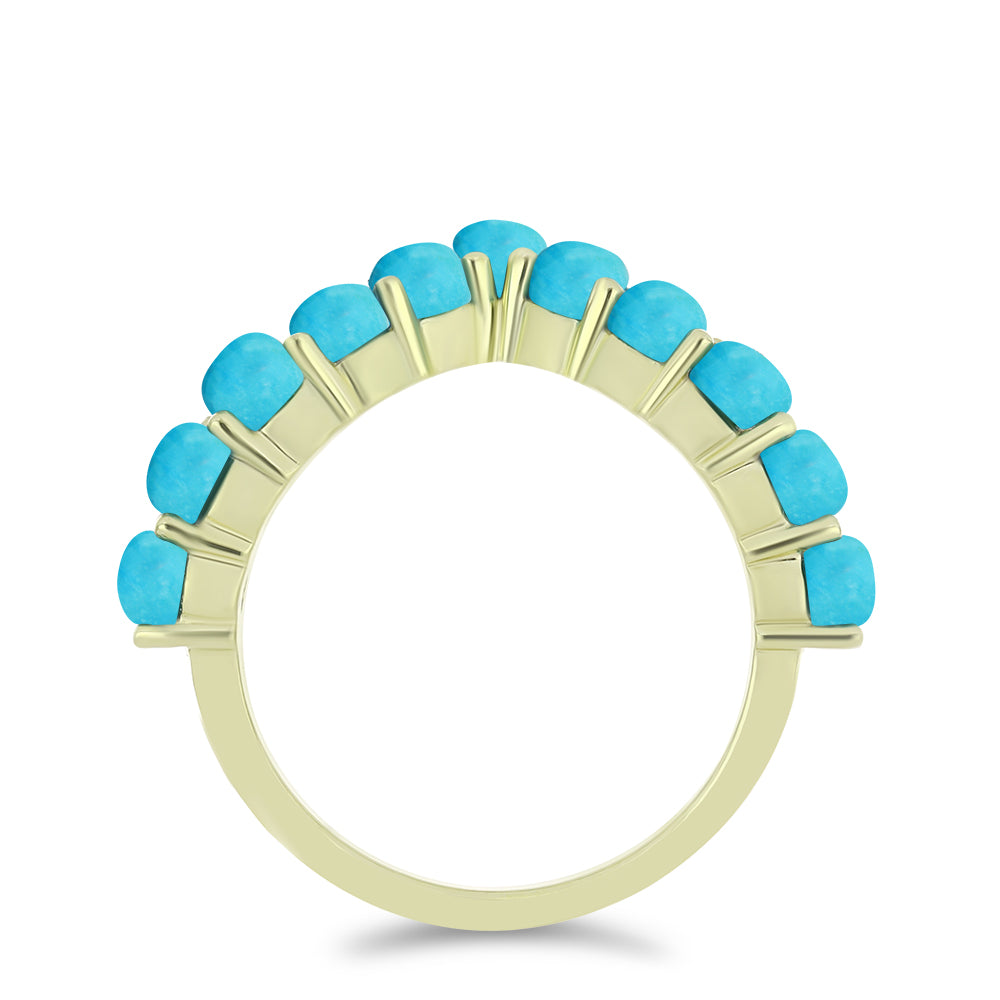 Anel de Prata com Banho de Ouro com Turquesa Bela Adormecida