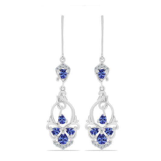 Brincos de Prata com Tanzanite e Topázio Branco