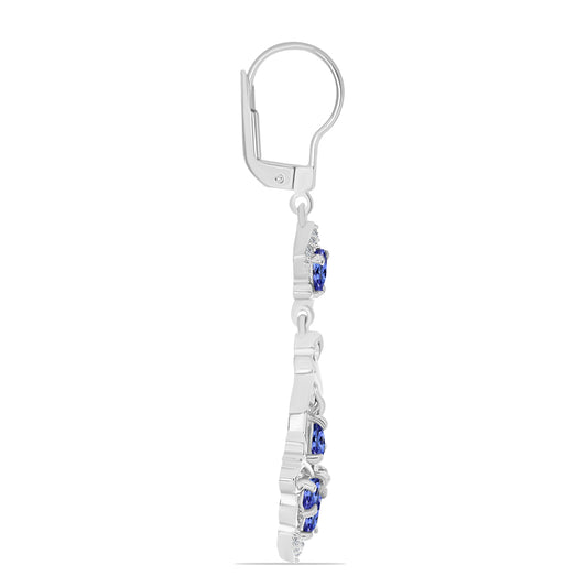 Brincos de Prata com Tanzanite e Topázio Branco