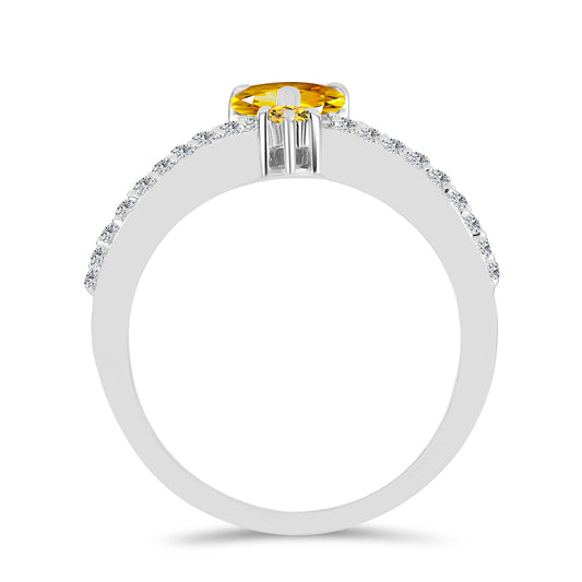 Anel de Prata com Citrino de Ural e Topázio Branco