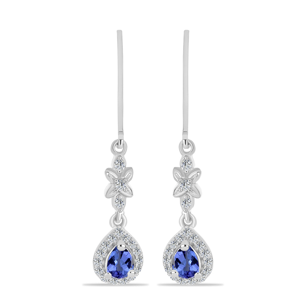 Brincos de Prata com Tanzanite e Topázio Branco 1 