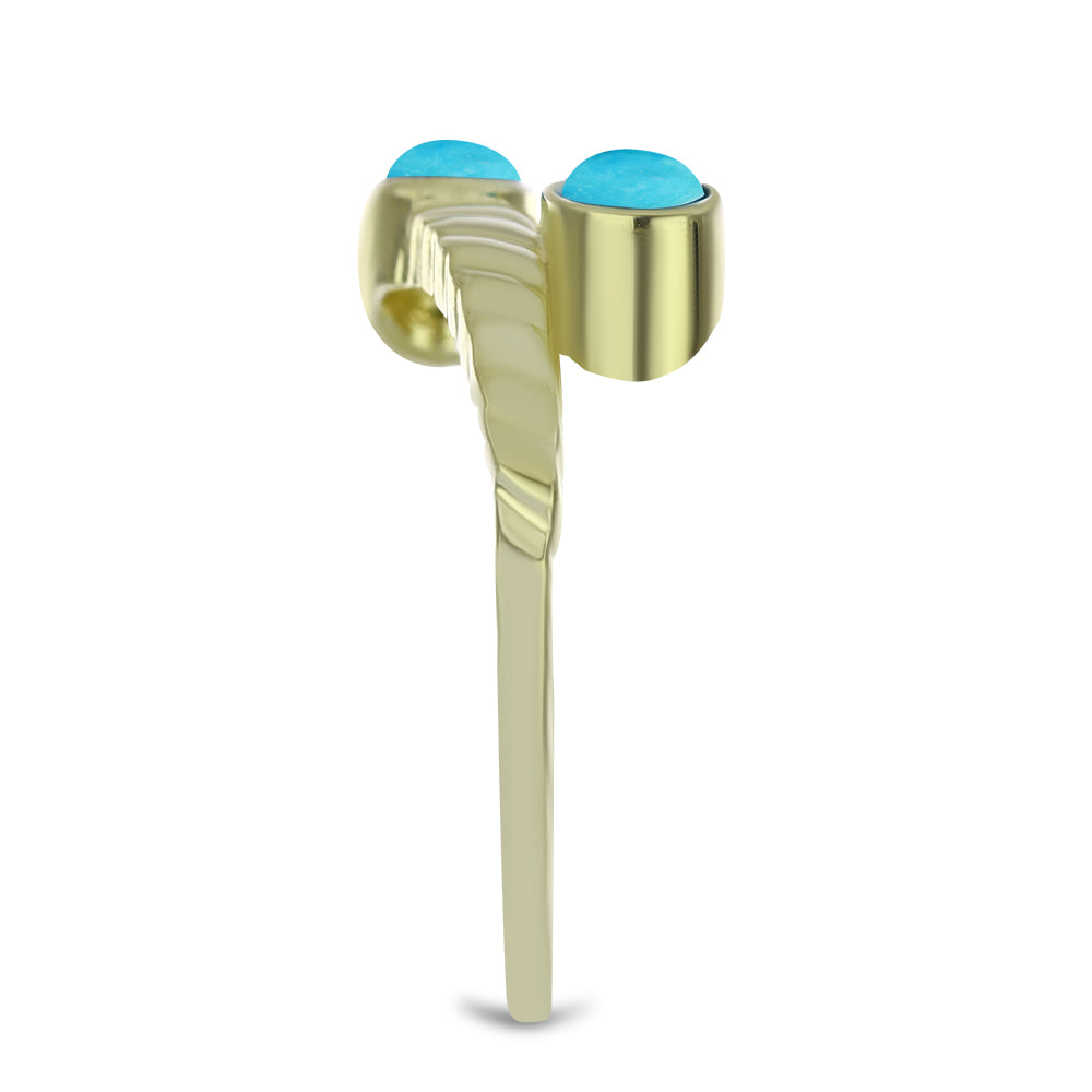 Anel de Prata com Banho de Ouro com Turquesa Bela Adormecida  Contraste: Cabeca de Veado (800) 4 