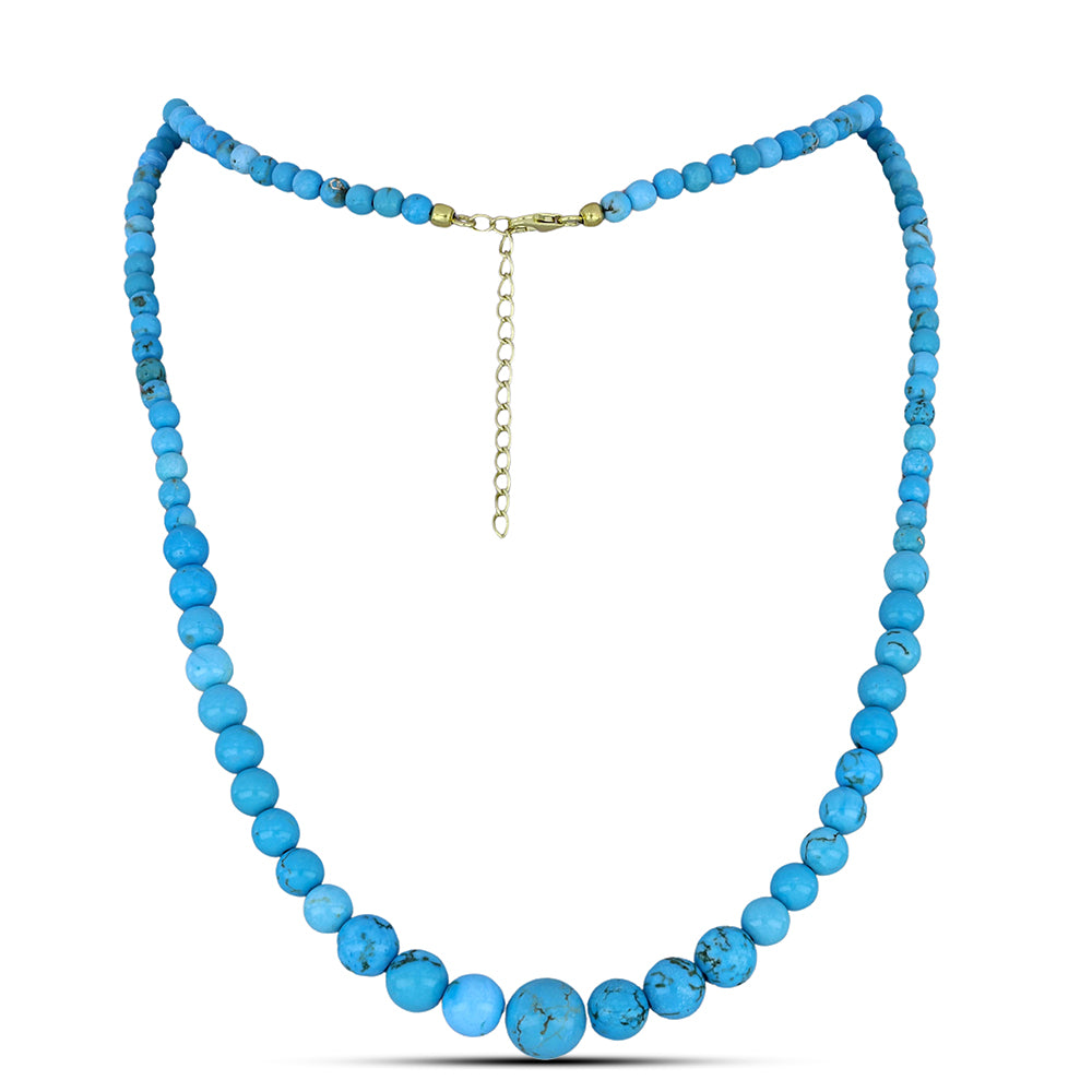 Colar de Prata com Banho de Ouro com Turquesa Bela Adormecida