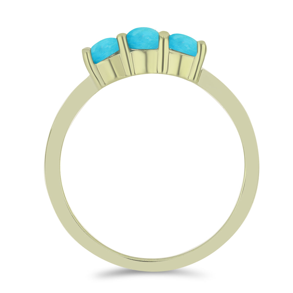 Anel de Prata com Banho de Ouro com Turquesa Bela Adormecida