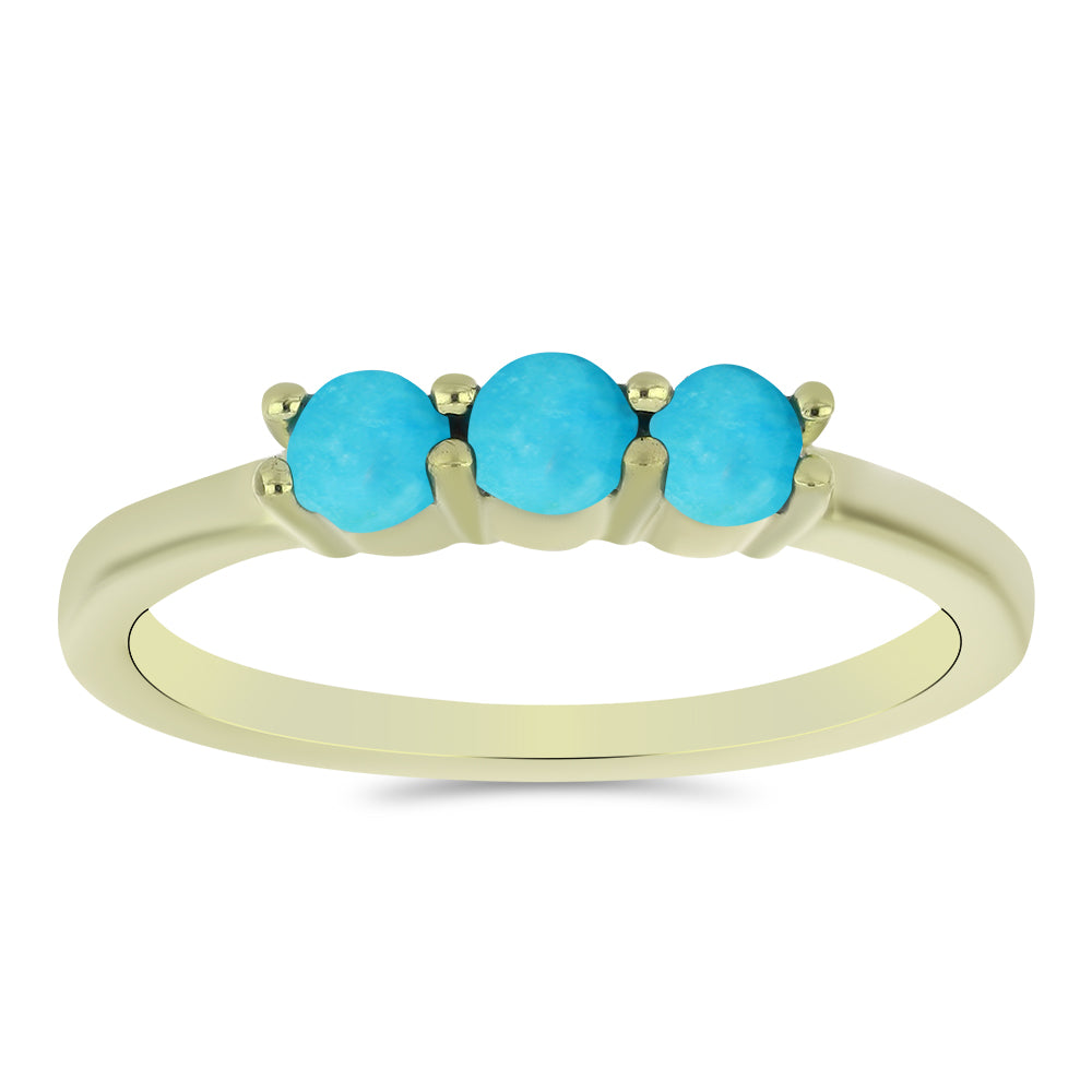 Anel de Prata com Banho de Ouro com Turquesa Bela Adormecida