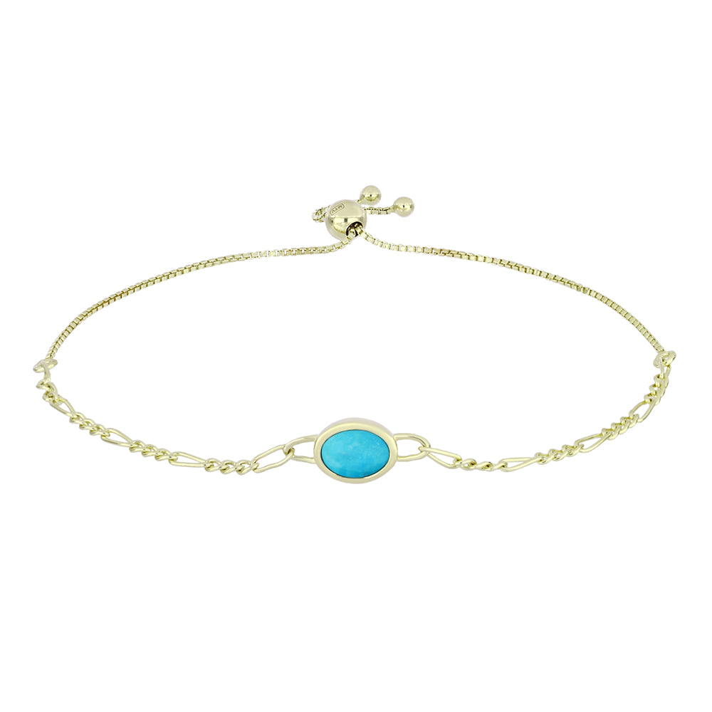 Pulseira de Prata com Banho de Ouro com Turquesa Bela Adormecida  Contraste: Cabeca de Veado (800)