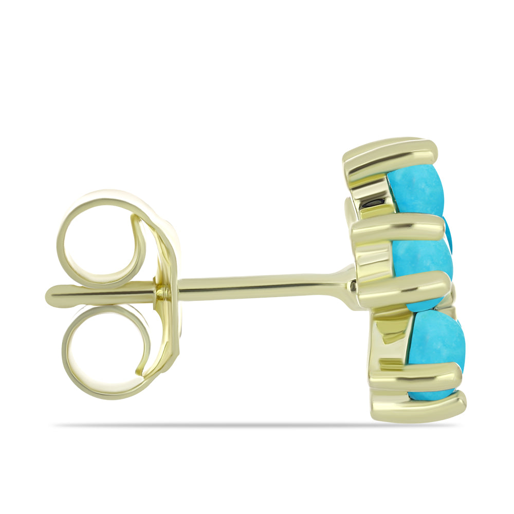 Brincos de Prata com Banho de Ouro com Turquesa Bela Adormecida e Topázio Branco 2 