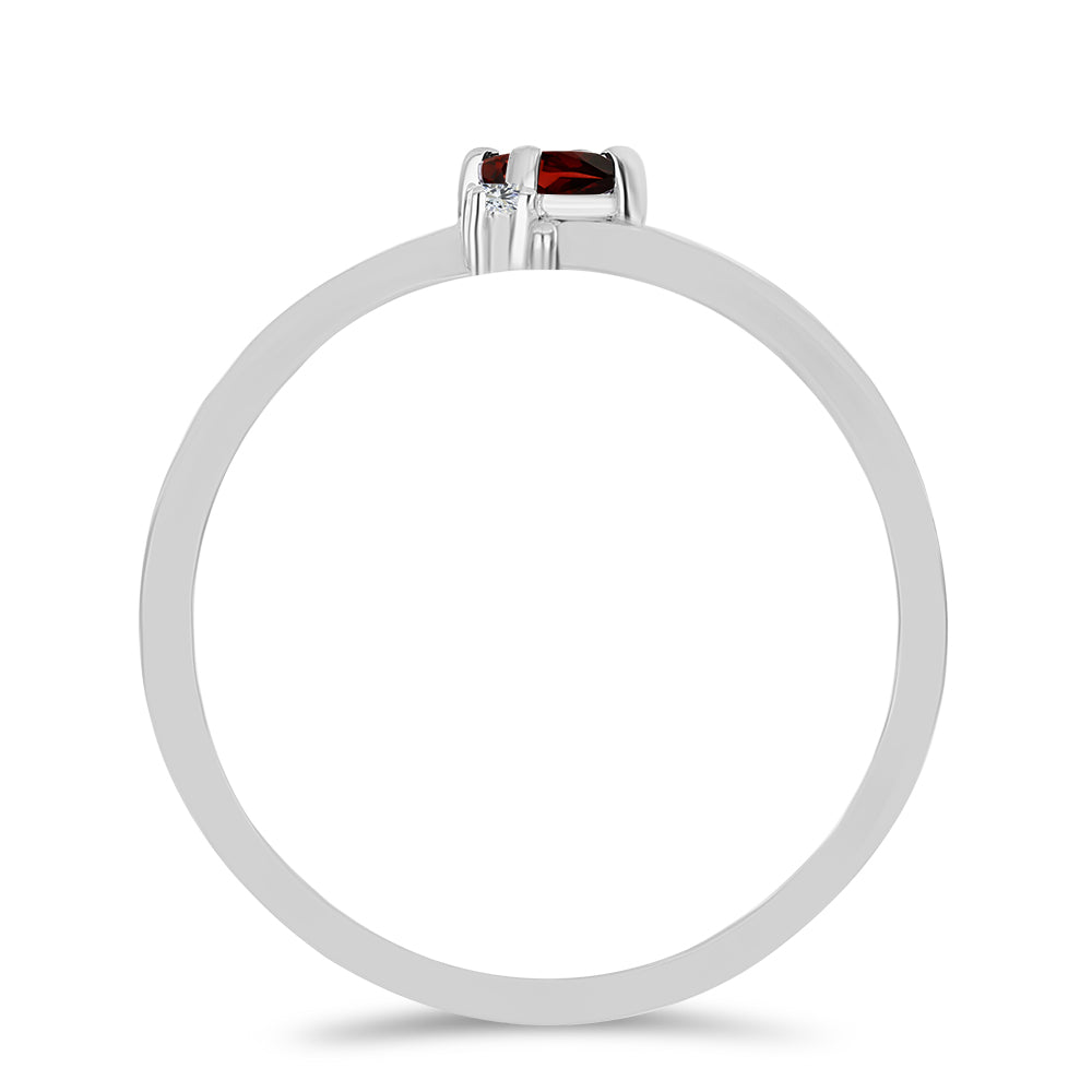 Anel de Prata com Granada de Barton e Topázio Branco 2 