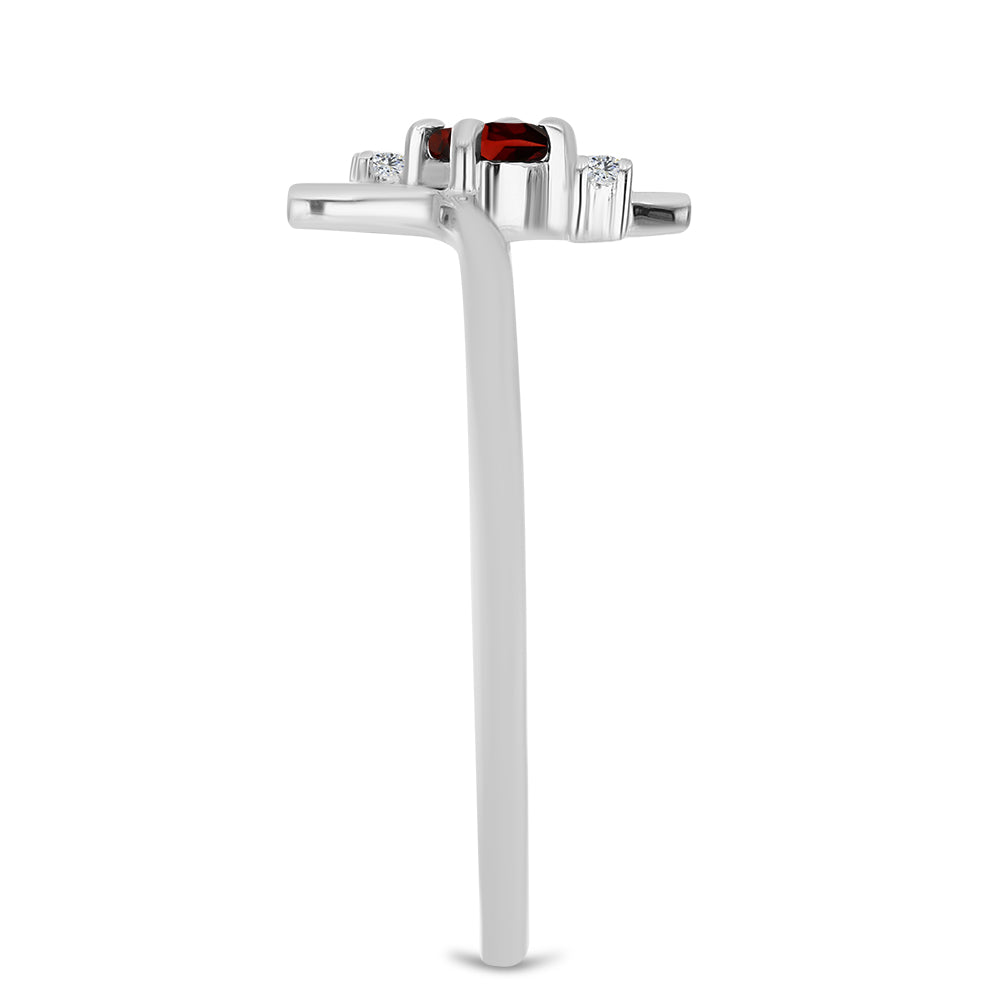 Anel de Prata com Granada de Barton e Topázio Branco