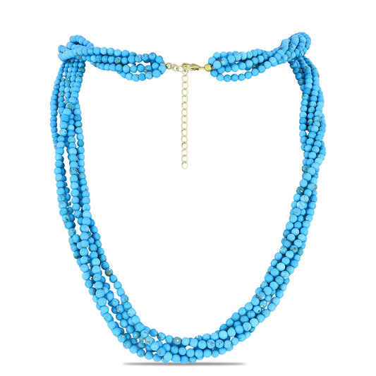 Colar de Prata com Banho de Ouro com Turquesa Bela Adormecida