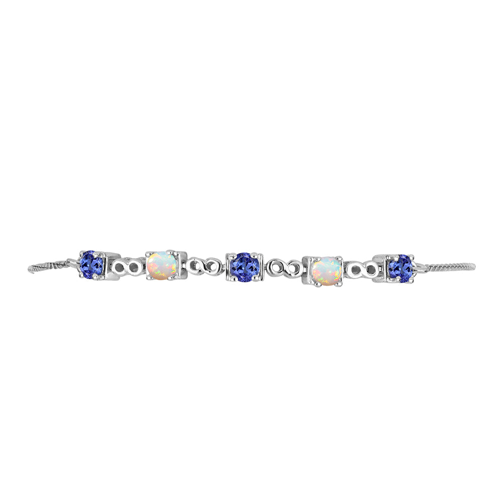Pulseira de Prata com Tanzanite e Opala da Etiópia de Lega Dembi  Contraste: Cabeca de Veado (800) 2 