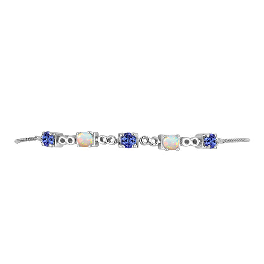 Pulseira de Prata com Tanzanite e Opala da Etiópia de Lega Dembi  Contraste: Cabeca de Veado (800)