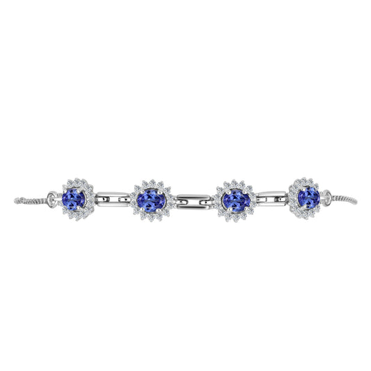 Pulseira de Prata com Tanzanite e Topázio Branco  Contraste: Cabeca de Veado (800)
