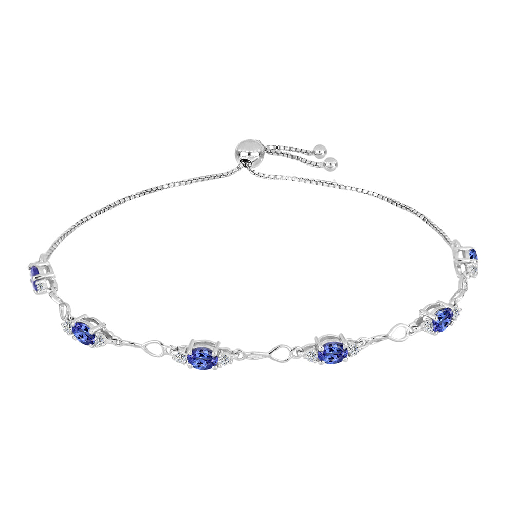 Pulseira de Prata com Tanzanite e Topázio Branco  Contraste: Cabeca de Veado (800) 1 