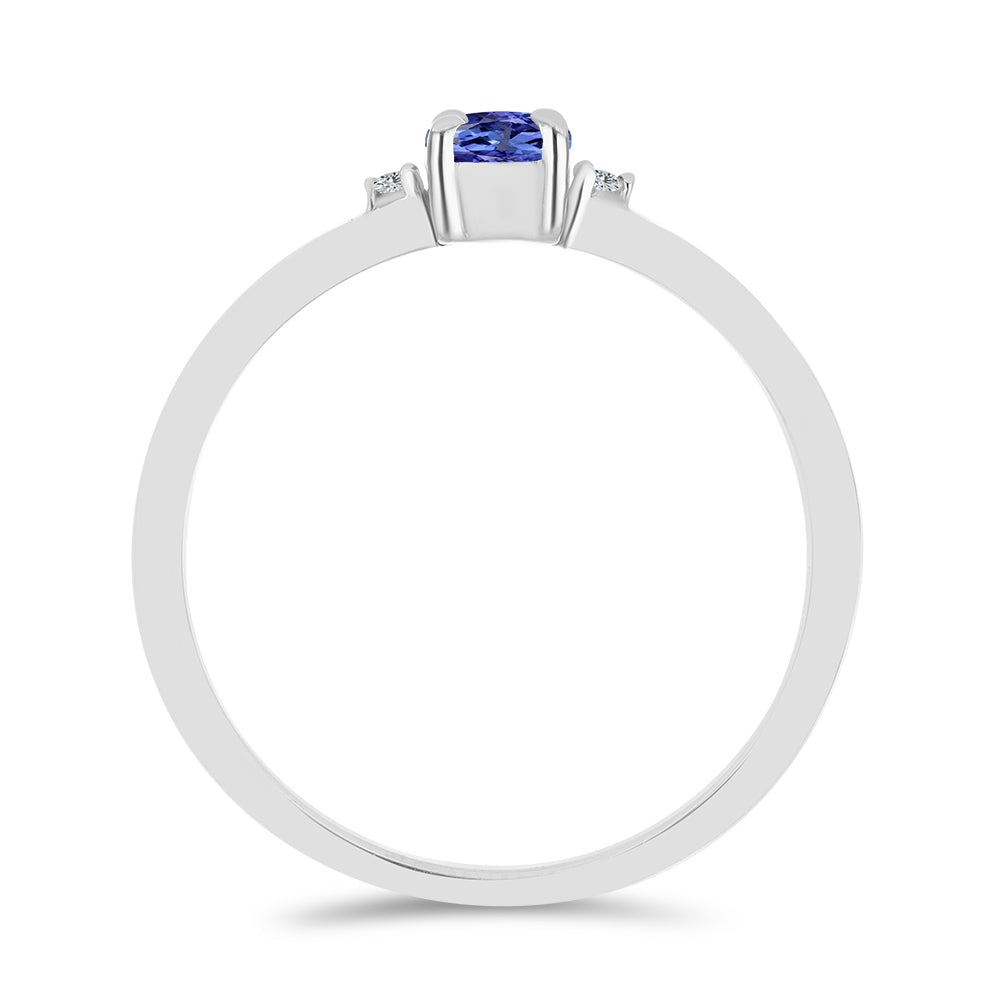 Anel de Prata com Tanzanite e Topázio Branco