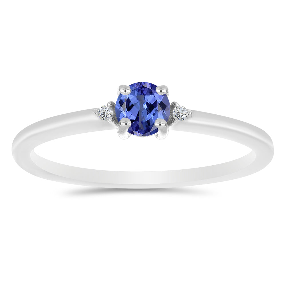 Anel de Prata com Tanzanite e Topázio Branco 3 