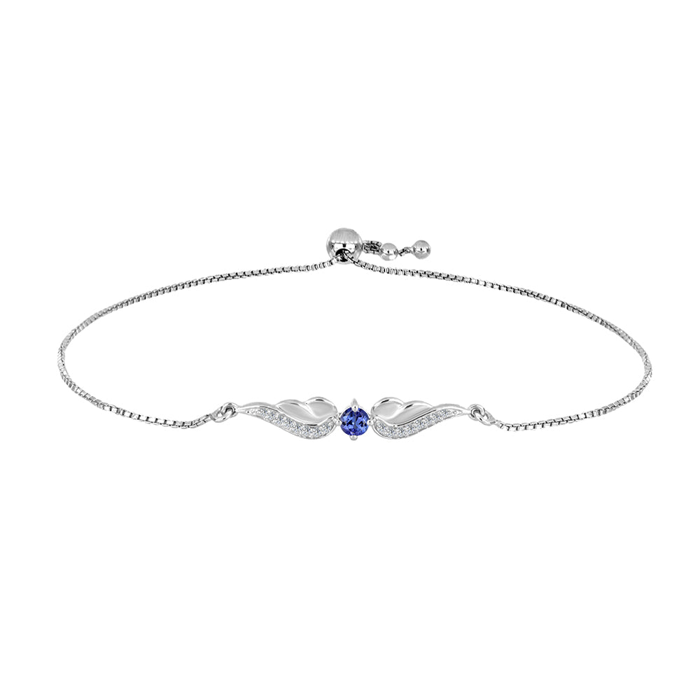 Pulseira de Prata com Tanzanite e Topázio Branco  Contraste: Cabeca de Veado (800) 1 