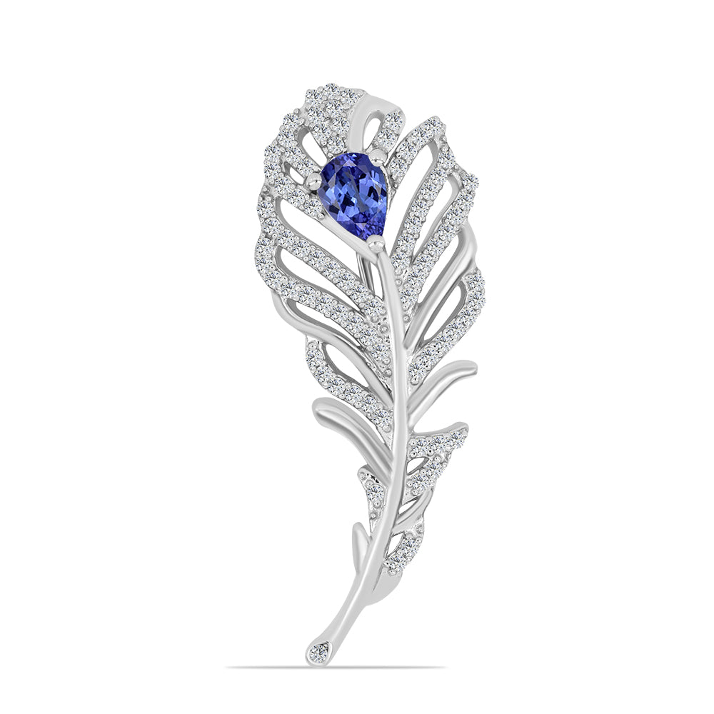 Alfinete de Prata com Tanzanite e Topázio Branco  Contraste: Cabeca de Veado (800)
