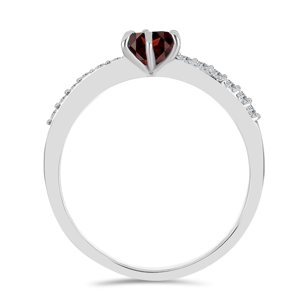 Anel de Prata com Granada de Barton e Topázio Branco