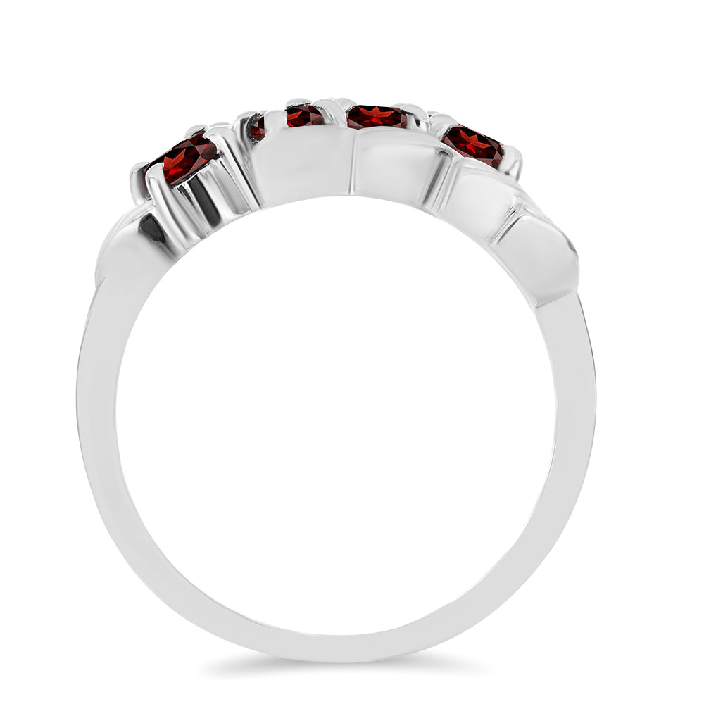 Anel de Prata com Granada de Barton  Contraste: Cabeca de Veado (800) 2 