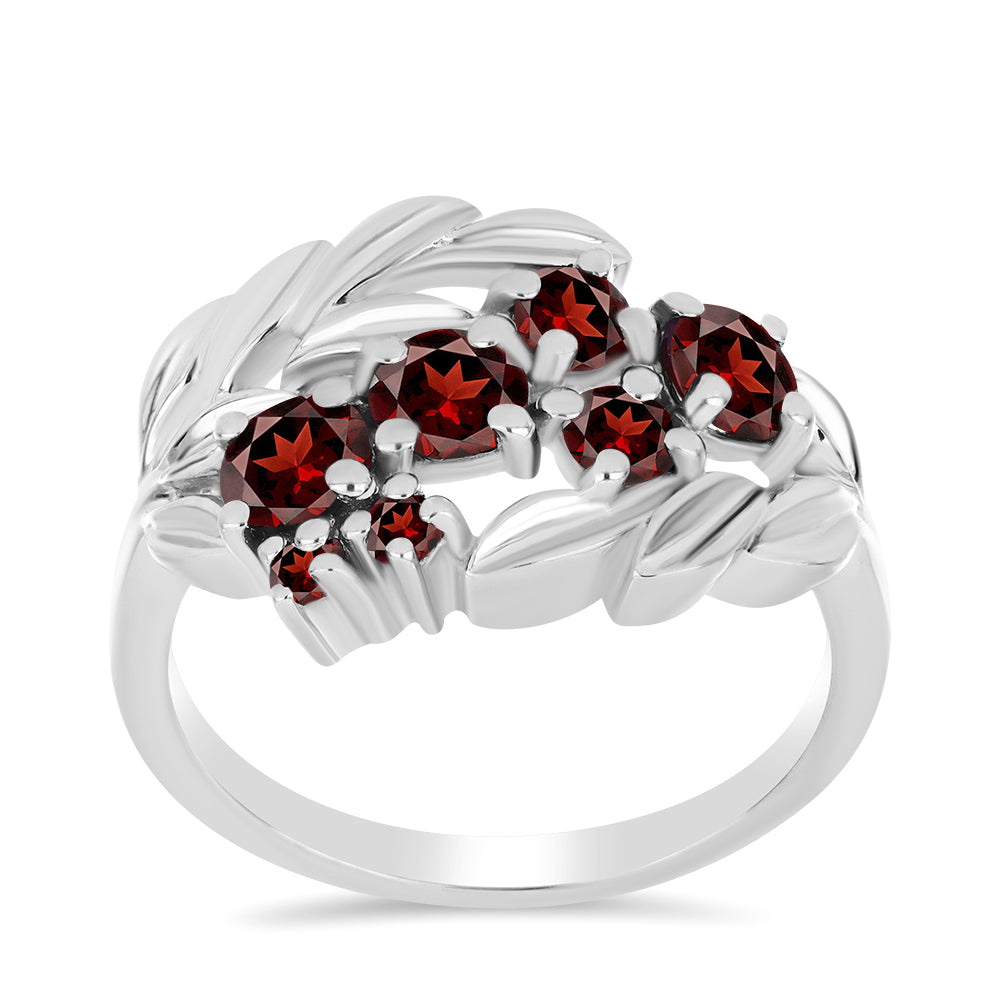 Anel de Prata com Granada de Barton  Contraste: Cabeca de Veado (800) 3 