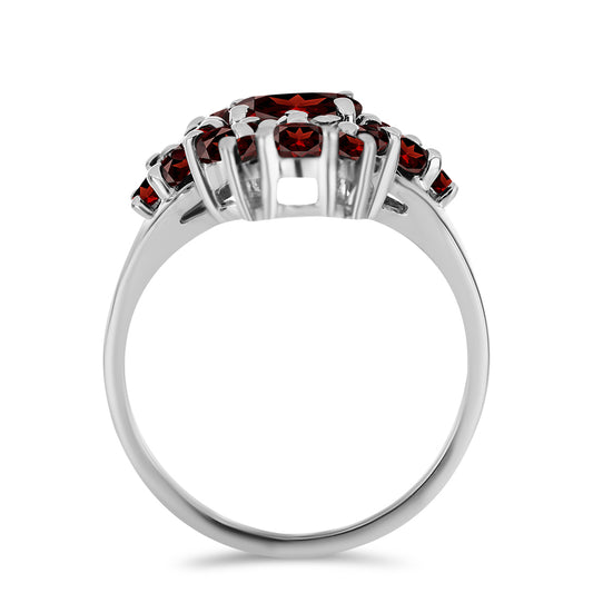 Anel de Prata com Granada de Barton  Contraste: Cabeca de Veado (800)