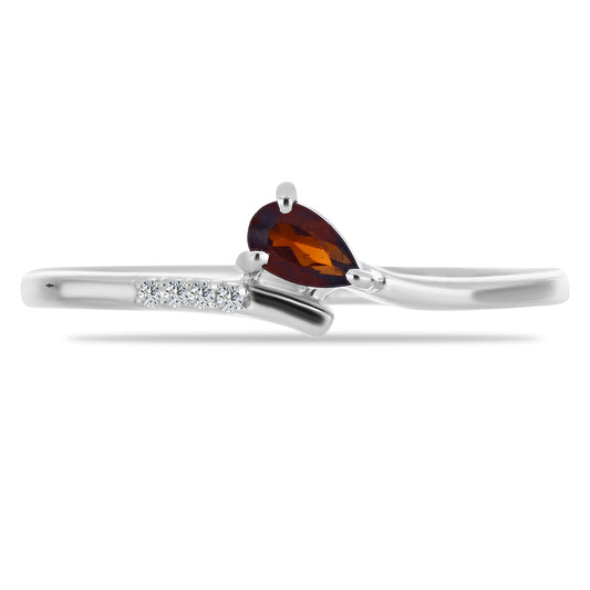 Anel de Prata com Granada de Barton e Topázio Branco