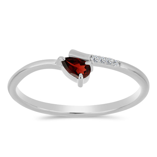 Anel de Prata com Granada de Barton e Topázio Branco