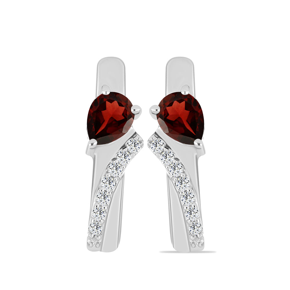 Brincos de Prata com Granada de Barton e Topázio Branco 1 