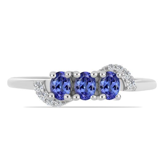 Anel de Prata com Tanzanite e Topázio Branco
