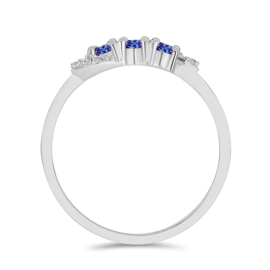 Anel de Prata com Tanzanite e Topázio Branco