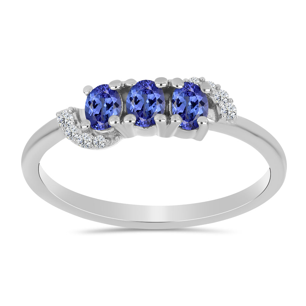 Anel de Prata com Tanzanite e Topázio Branco 3 