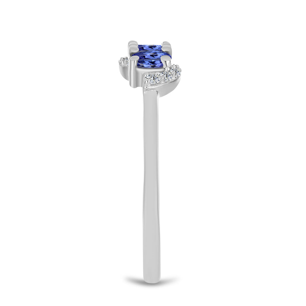 Anel de Prata com Tanzanite e Topázio Branco