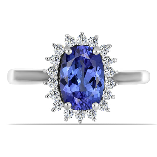 Anel de Prata com Tanzanite e Topázio Branco
