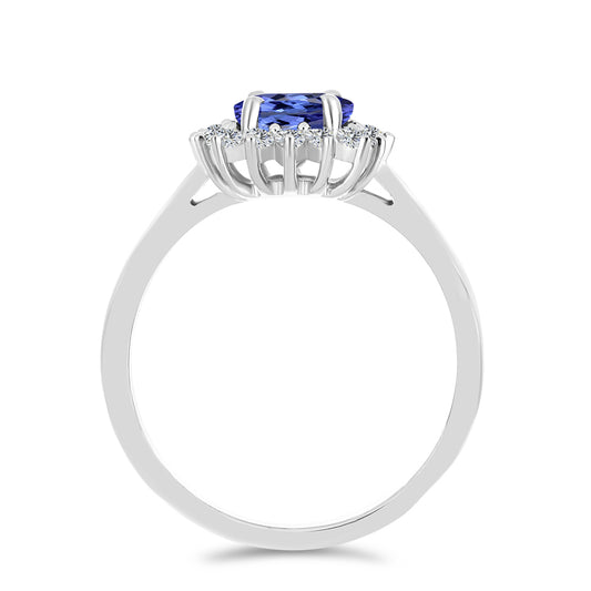 Anel de Prata com Tanzanite e Topázio Branco