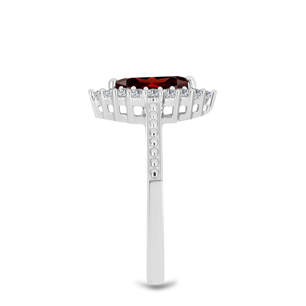 Anel de Prata com Granada de Barton e Topázio Branco 4 