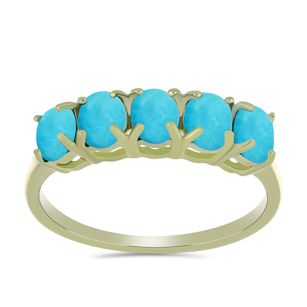 Anel de Prata com Banho de Ouro com Turquesa Bela Adormecida