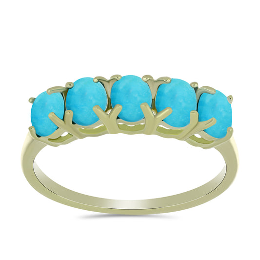 Anel de Prata com Banho de Ouro com Turquesa Bela Adormecida