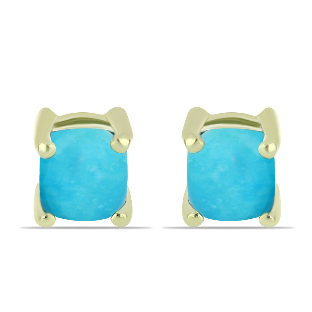 Brincos de Prata com Banho de Ouro com Turquesa Bela Adormecida 1 