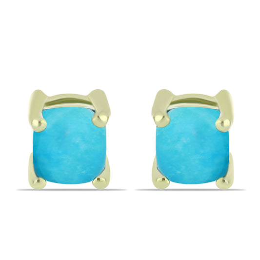 Brincos de Prata com Banho de Ouro com Turquesa Bela Adormecida