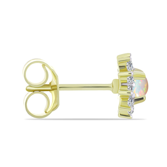 Brincos de Prata com Banho de Ouro com Opala da Etiópia de Lega Dembi e Topázio Branco