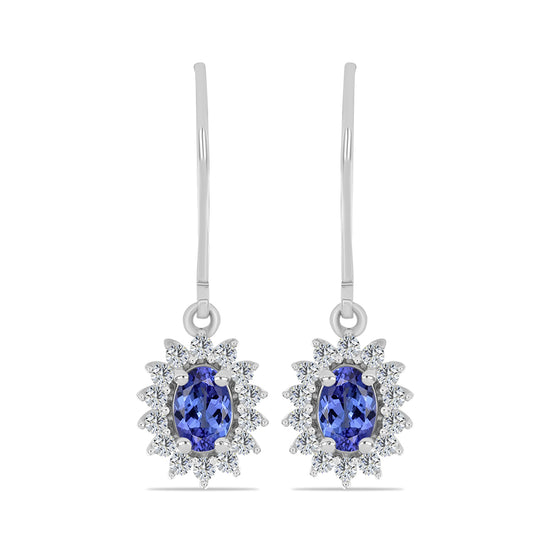 Brincos de Prata com Tanzanite e Topázio Branco